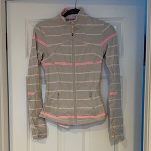 Lululemon Beige & Pink Striped Women’s Zip-Up Jacket 4